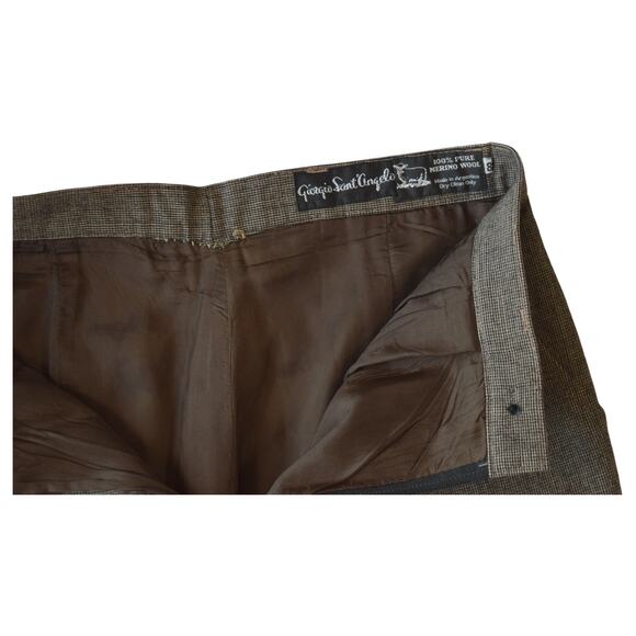 Vintage Dark Wool Microplaid Cropped Pleated Trousers Size 8 - 100% Merino Wool - Picture 4 of 7